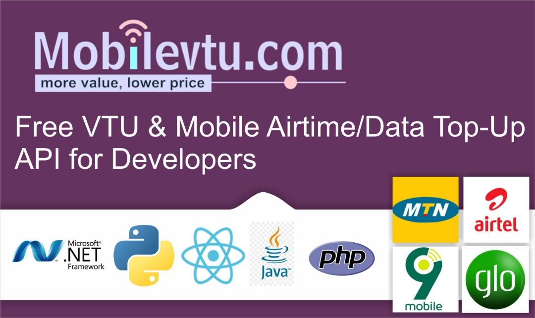 Vtu Developer VTU, Mobile Airtime & Data Top-up API for Developers - Mobilevtu.com